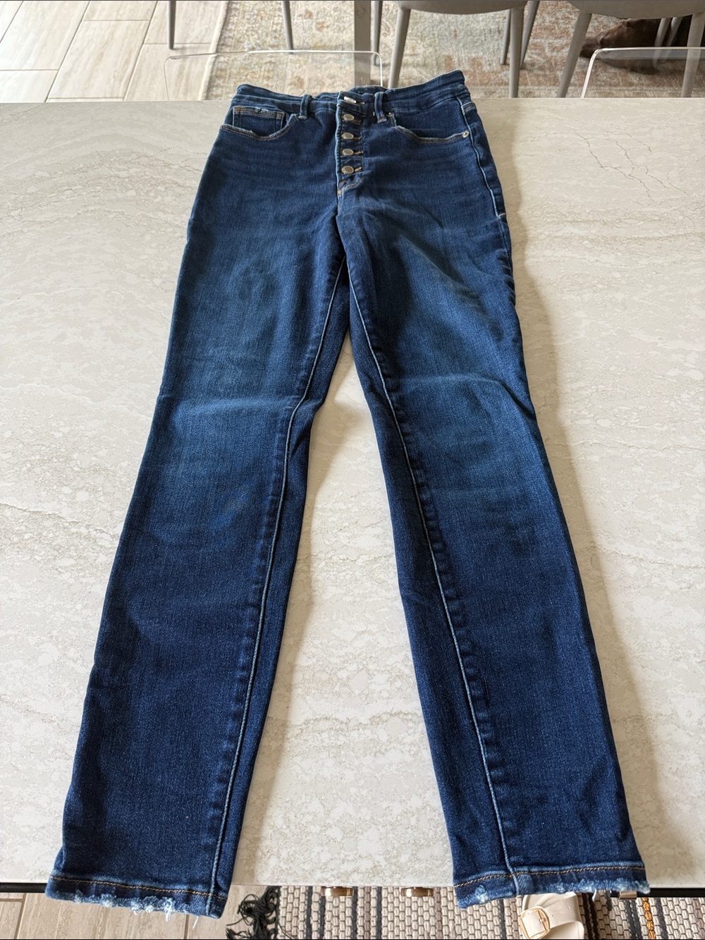 Good American Dark Blue Skinny High-Rise Button-Fly Jeans